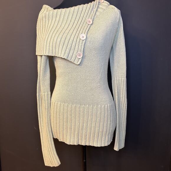 Chesley Sweaters - Y2K Chesley Knitted Off-the-shoulder Sweater with Buttons #Knitwear Size Small